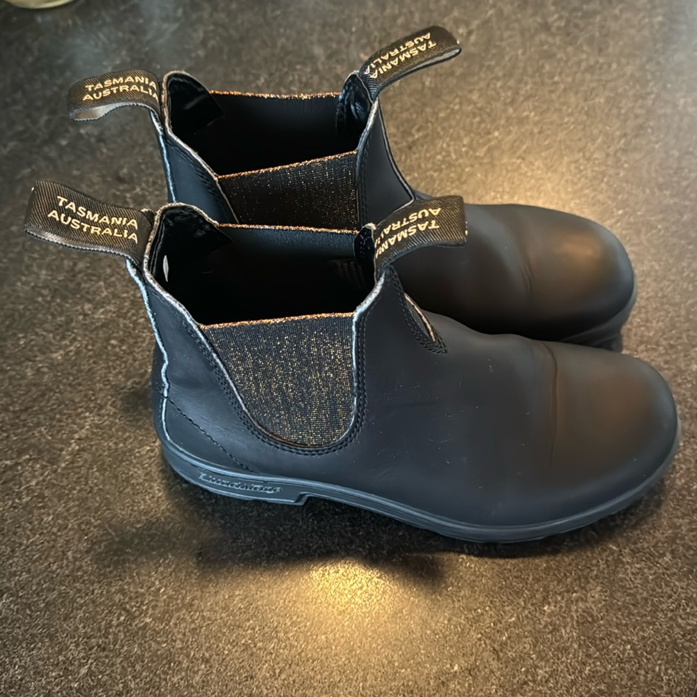 Blundstone Woman Elastic Sided Boot 2031 Original Series Black Glitter Rose Gold
